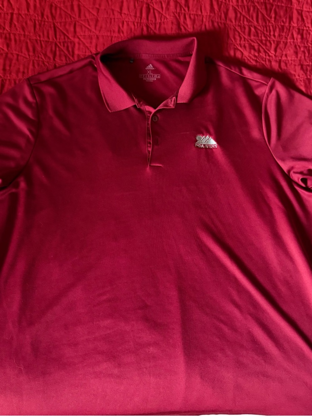 adidas Men's Burgundy Polo Shirt with Embroidered Logo
